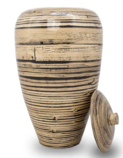 Tall Bamboo Cremation Urn - Black Lined Natural - Lynn Rose Memorials